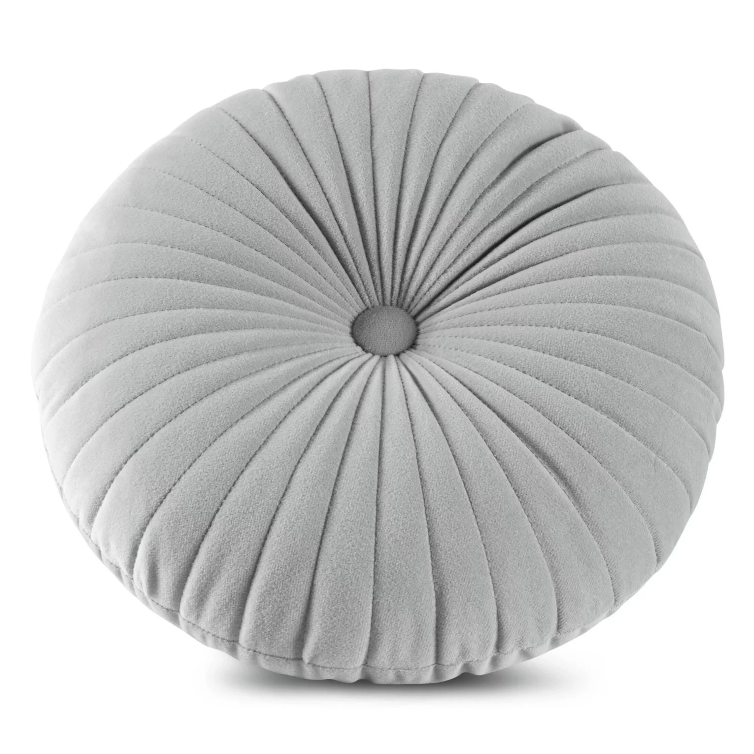 Poduszka okragła średnica 40 cm welwetowa srebrna pikowana VELVET 68