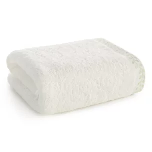 Ręcznik do rąk bawełniany 30x50 cm kolor kremowy zdobiony motywem roślinnym ELORA