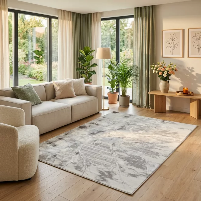 Dywan 140x190 cm stalowy, czarny zdobiony designerskim wzorem MONACO 3
