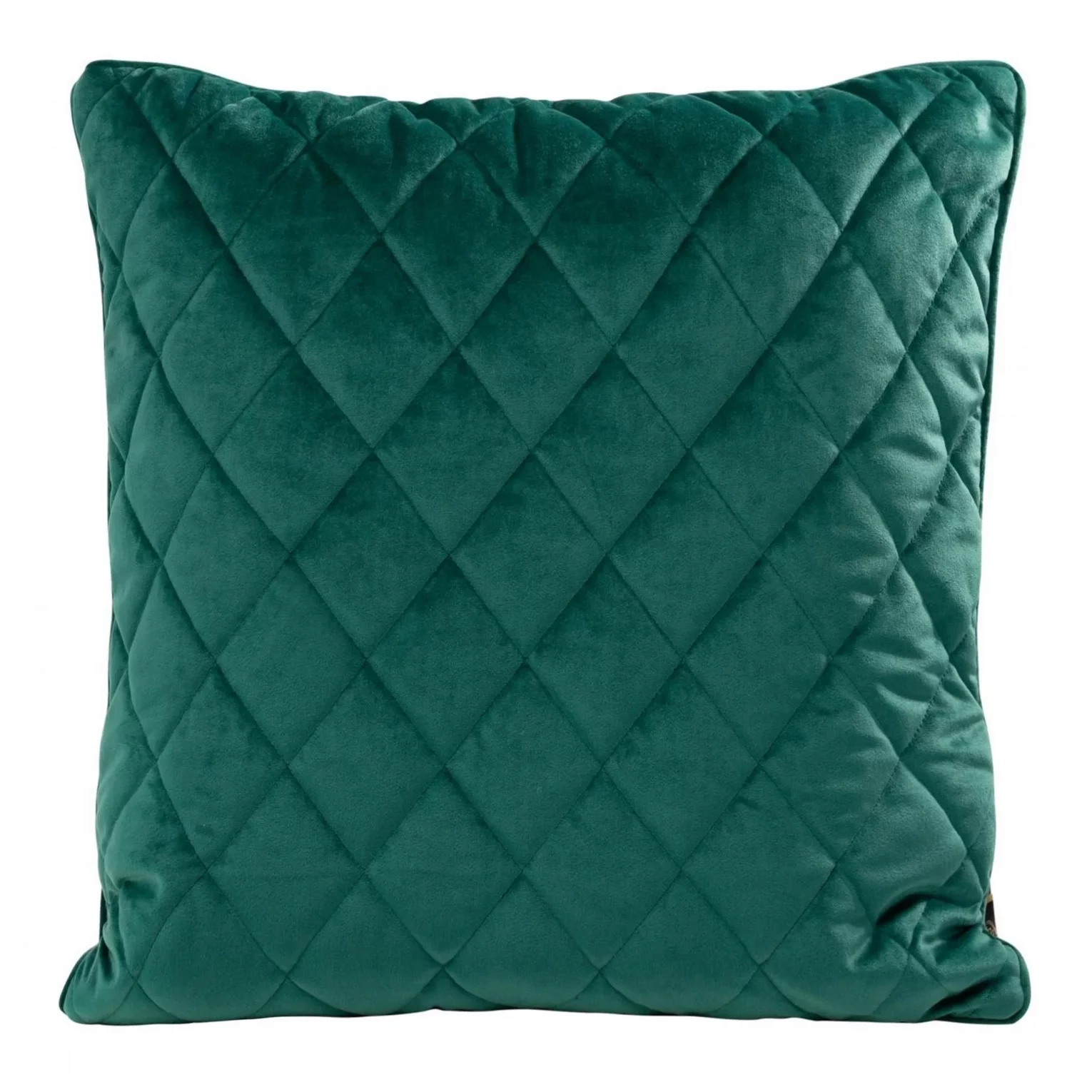 Poszewka na poduszkę 45x45 cm welwetowa, ciemnoturkusowa pikowana we wzór karo z ozdobną wypustką VELVET 27 Eurofirany Premium