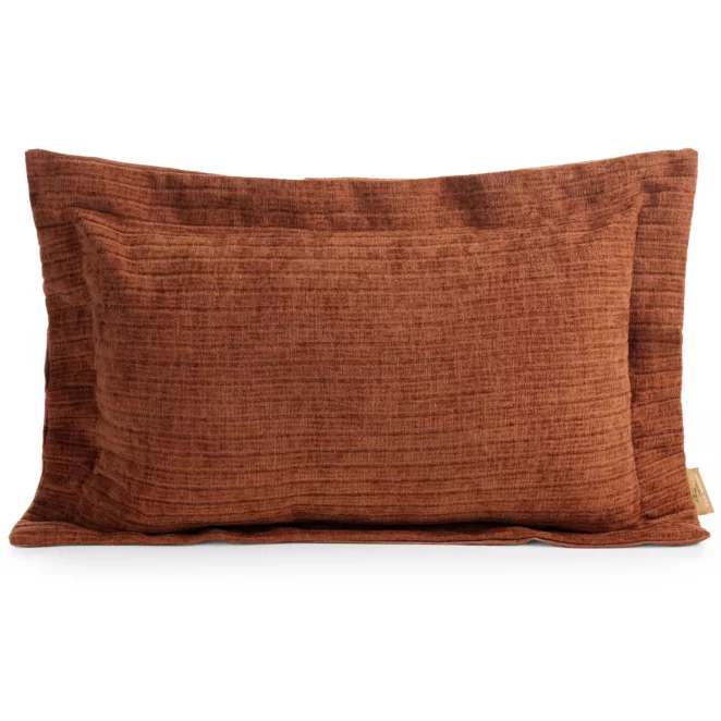 Poszewka na poduszkę 40x60 cm z szenilowej tkaniny ceglasta w drobne prążki Eva Minge Elegante