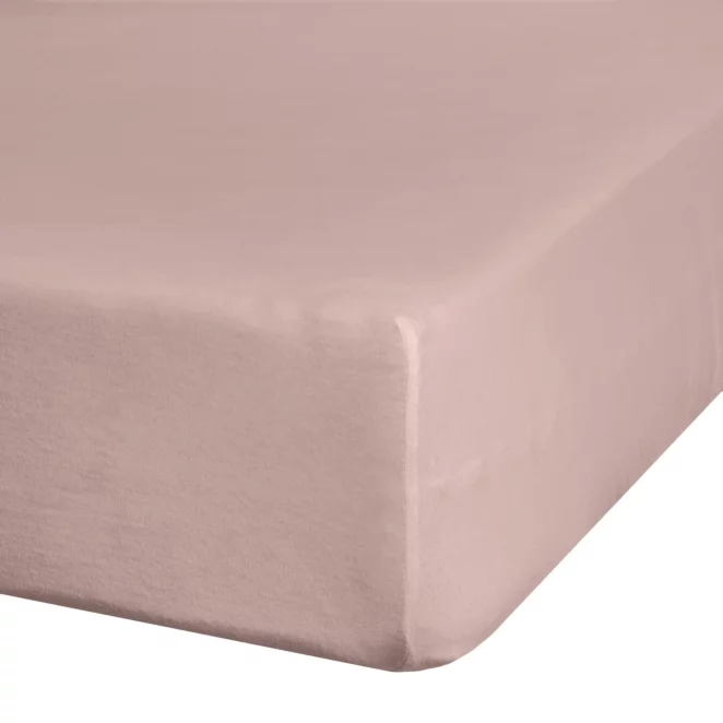 Prześcieradło jersey z gumką 90x200 cm z bawełny kolor pudrowy róż 140 g/m2