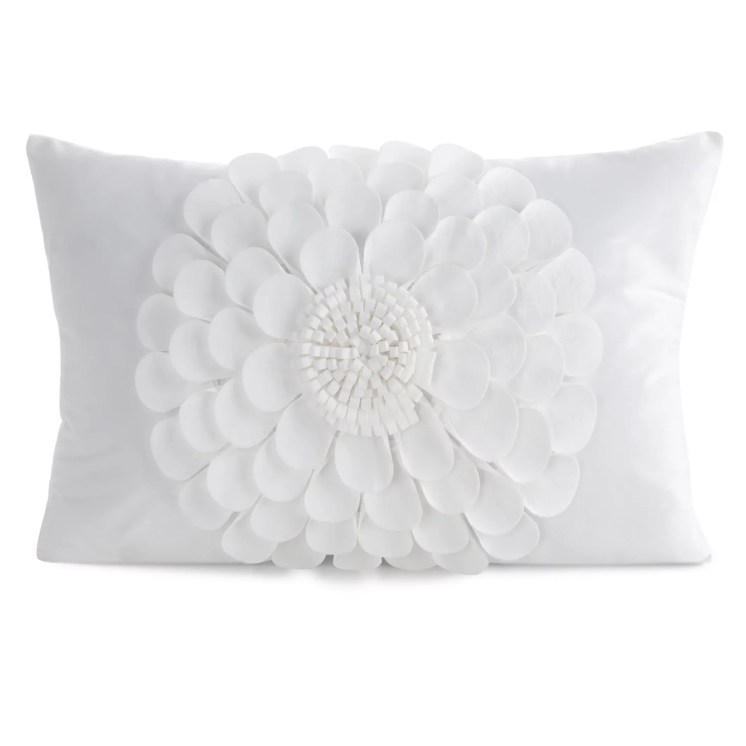 Poszewka na poduszkę 30 x 50 cm z welwetu kolor kremowy zdobiona trójwymiarowym motywem kwiatu FLORES 2
