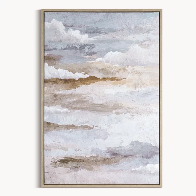 Obraz jasnoniebieski, brązowy abstrakcyjny nadruk na płótnie 60x90 cm