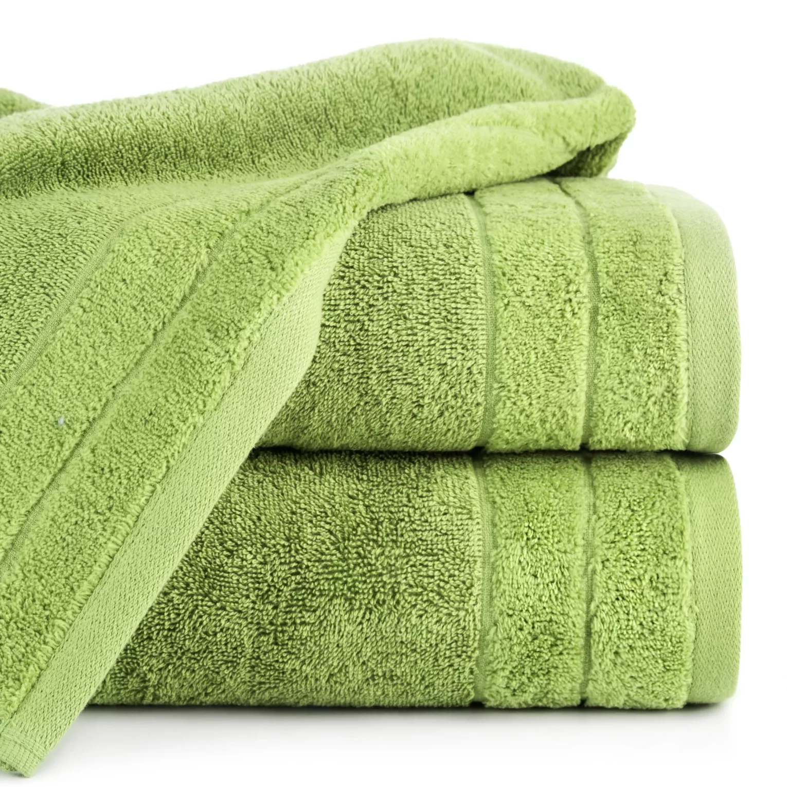Ręcznik kąpielowy 50x90 cm bawełniany kolor oliwkowy z welwetową bordiurą 500 g/m2 DAMLA