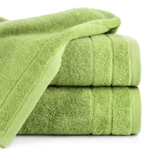 Ręcznik kąpielowy 50x90 cm bawełniany kolor oliwkowy z welwetową bordiurą 500 g/m2 DAMLA
