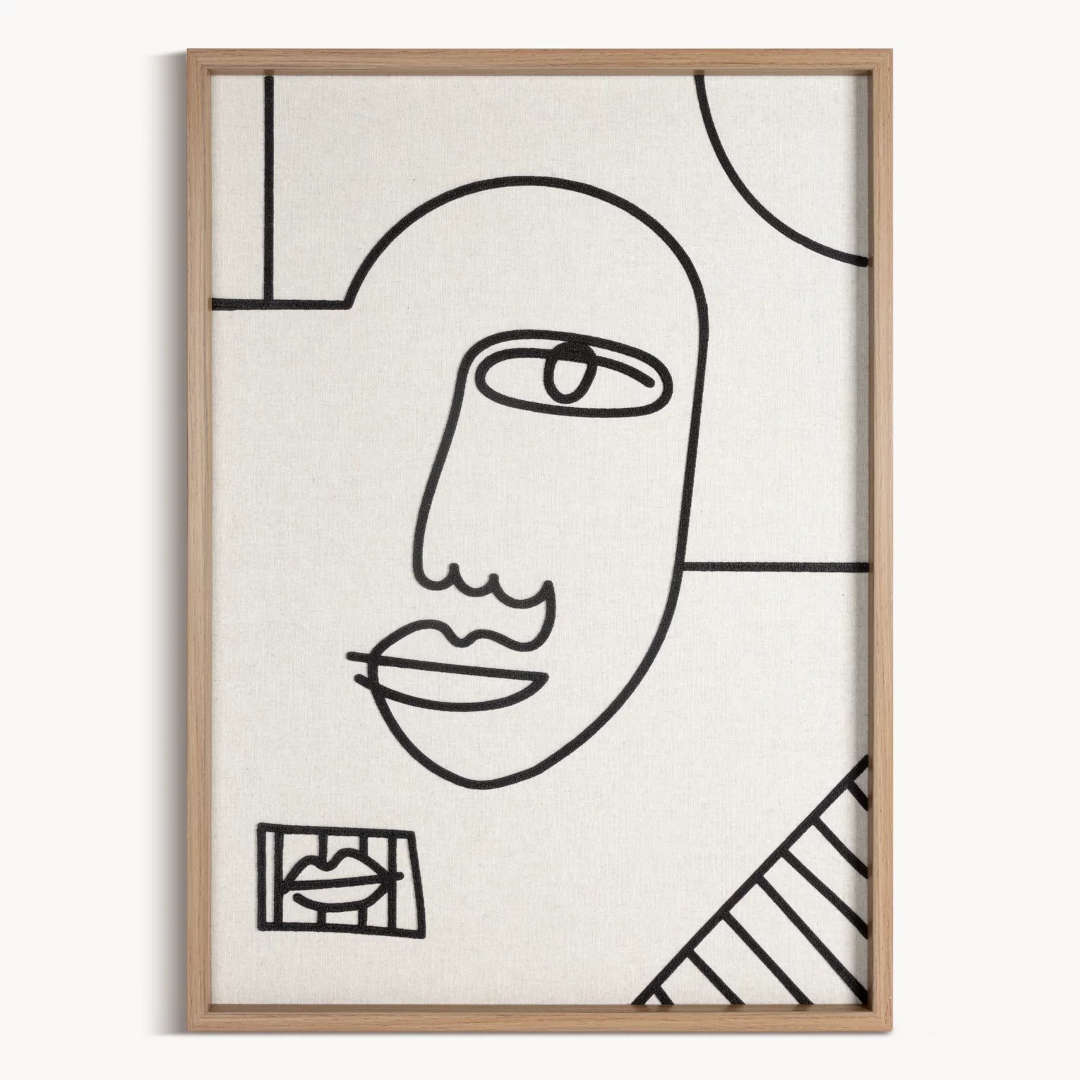 Obraz abstrakcja beżowo, czarny nadruk na płótnie oprawiony w ramkę 50x70 cm