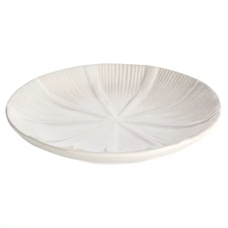 Patera ceramiczna dekoracyjna kremowa  z wytłaczanym wzorem średnica 30x4 cm GARET