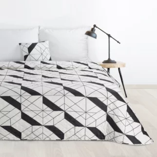 Narzuta naturalno, czarna 220x240 cm z nadrukiem geometrycznym pikowana techniką hot press GEO 1 Design 91