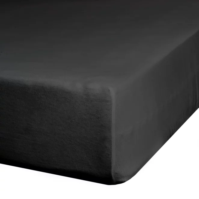 Prześcieradło jersey z gumką 120x200 cm z bawełny kolor czarny 125 g/m2 Design 91