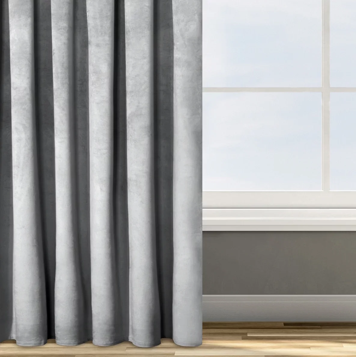 Zasłona welwetowa srebrna 140x270 cm taśma - ROSA - Design 91
