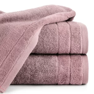 Ręcznik kąpielowy 50x90 cm bawełniany kolor liliowy z welwetową bordiurą 500 g/m2 DAMLA