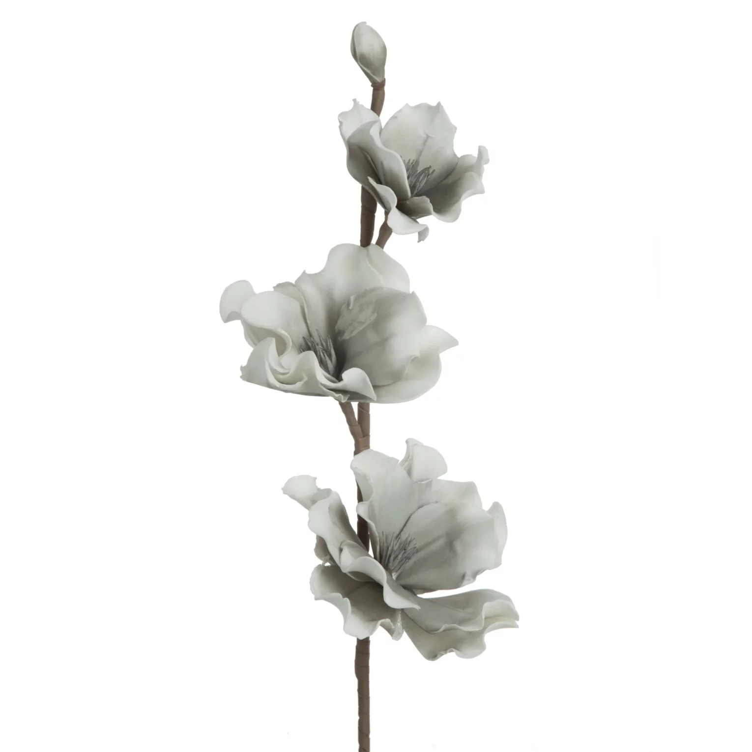 Kwiat sztuczny srebrno, biały z plastycznej pianki foamiran 74 cm