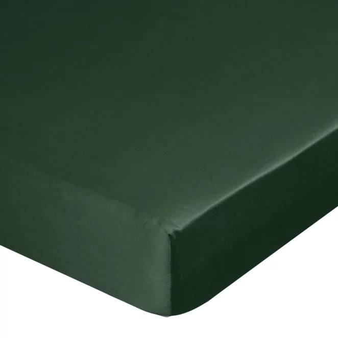 Prześcieradło z gumką 100x200 cm z satyny bawełnianej kolor ciemnozielony 125 g/m2 DINA Diva Line