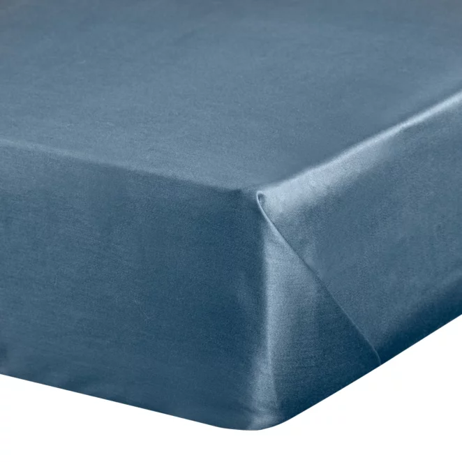 Prześcieradło bez gumki 160x210 cm z satyny bawełnianej kolor ciemnoniebieski 125 g/m2 DINA Diva Line