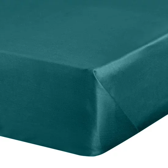 Prześcieradło bez gumki 160x210 cm z satyny bawełnianej kolor turkusowy 125 g/m2 DINA Diva Line