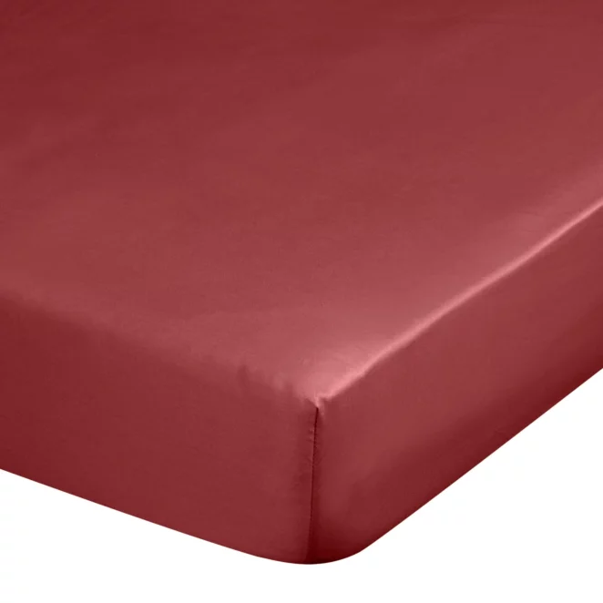 Prześcieradło z gumką 100x200 cm z satyny bawełnianej kolor czerwony 125 g/m2 DINA Diva Line