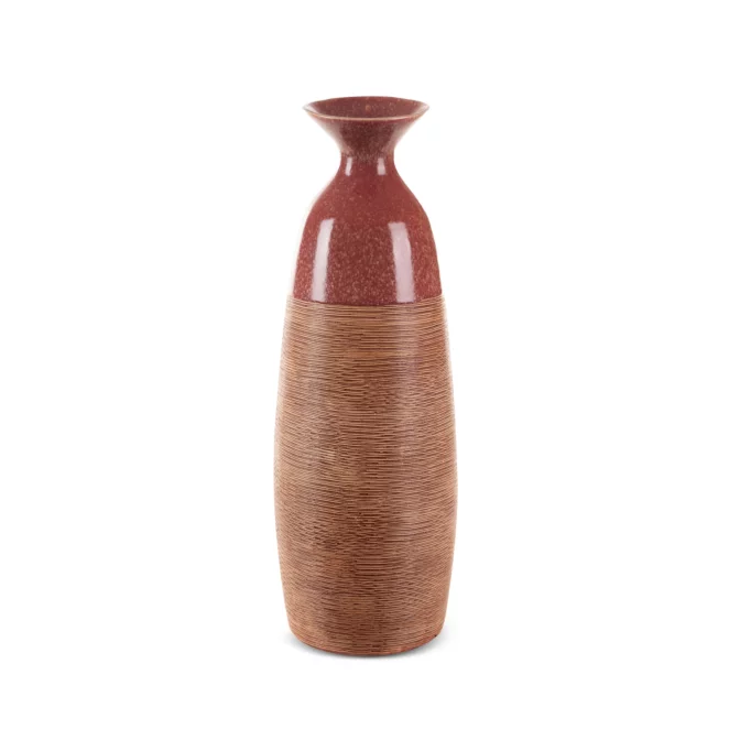 Wazon ceramiczny czerwono-jasnobrązowy 18x17x51 cm ELDA