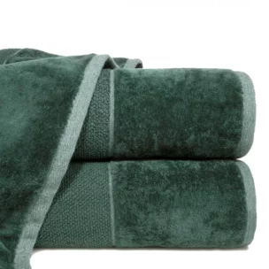 Ręcznik kąpielowy 50x90 cm bawełniany kolor butelkowy zielony z bordiurą z weluru 500 g/m2 LUCY