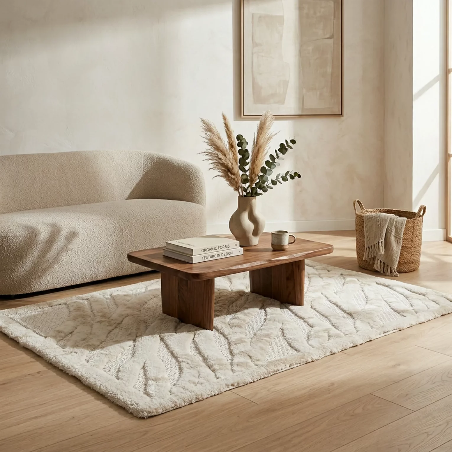 Dywan 60x100 cm kremowo, jasnobeżowy strukturalny o praktycznym, naturalnym wykończeniu VENUS1