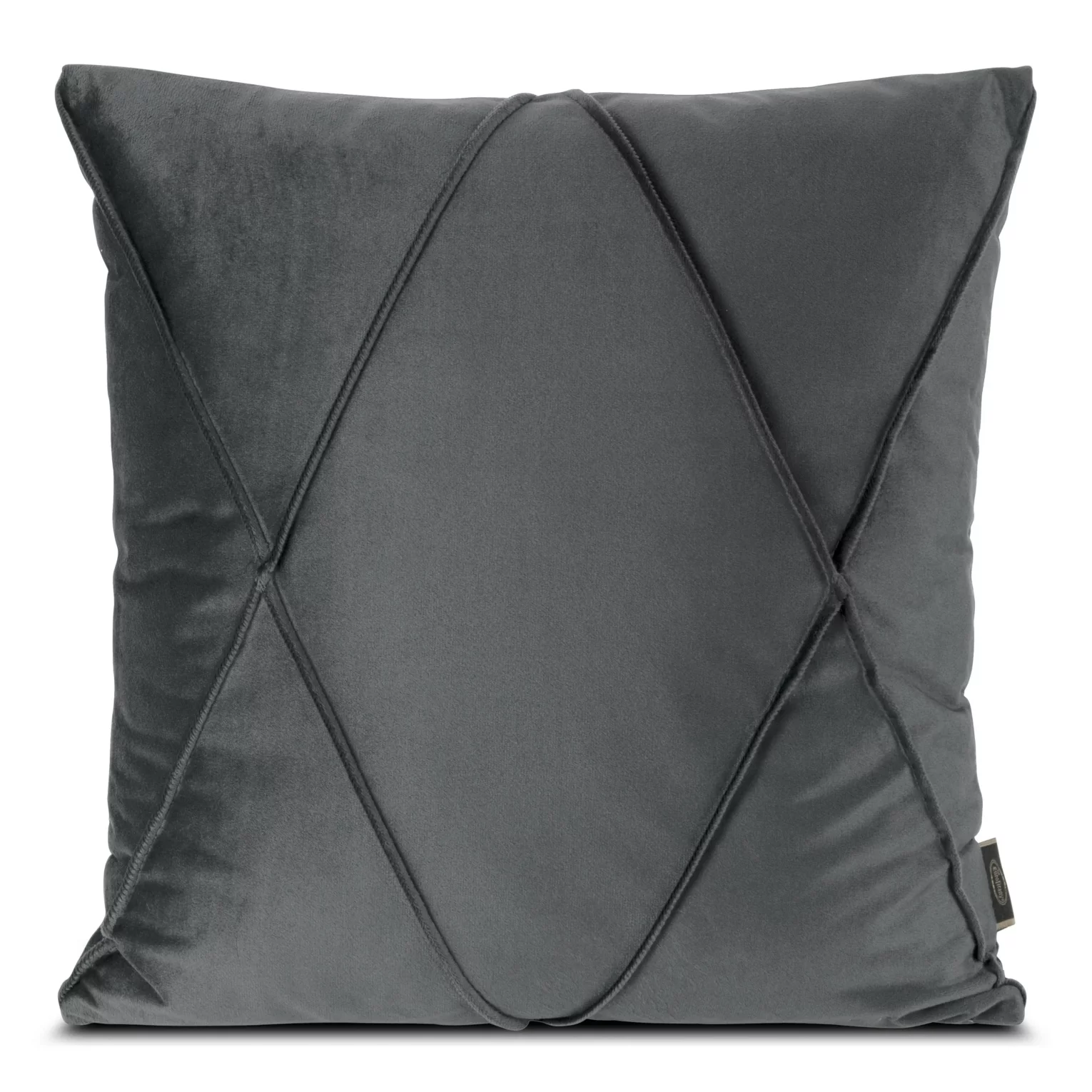 Poszewka na poduszkę 45x45 cm welwetowa stalowa z geometrycznym przeszywanym wzorem NALA 1 Eurofirany Premium