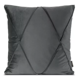 Poszewka na poduszkę 45x45 cm welwetowa stalowa z geometrycznym przeszywanym wzorem NALA 1 Eurofirany Premium