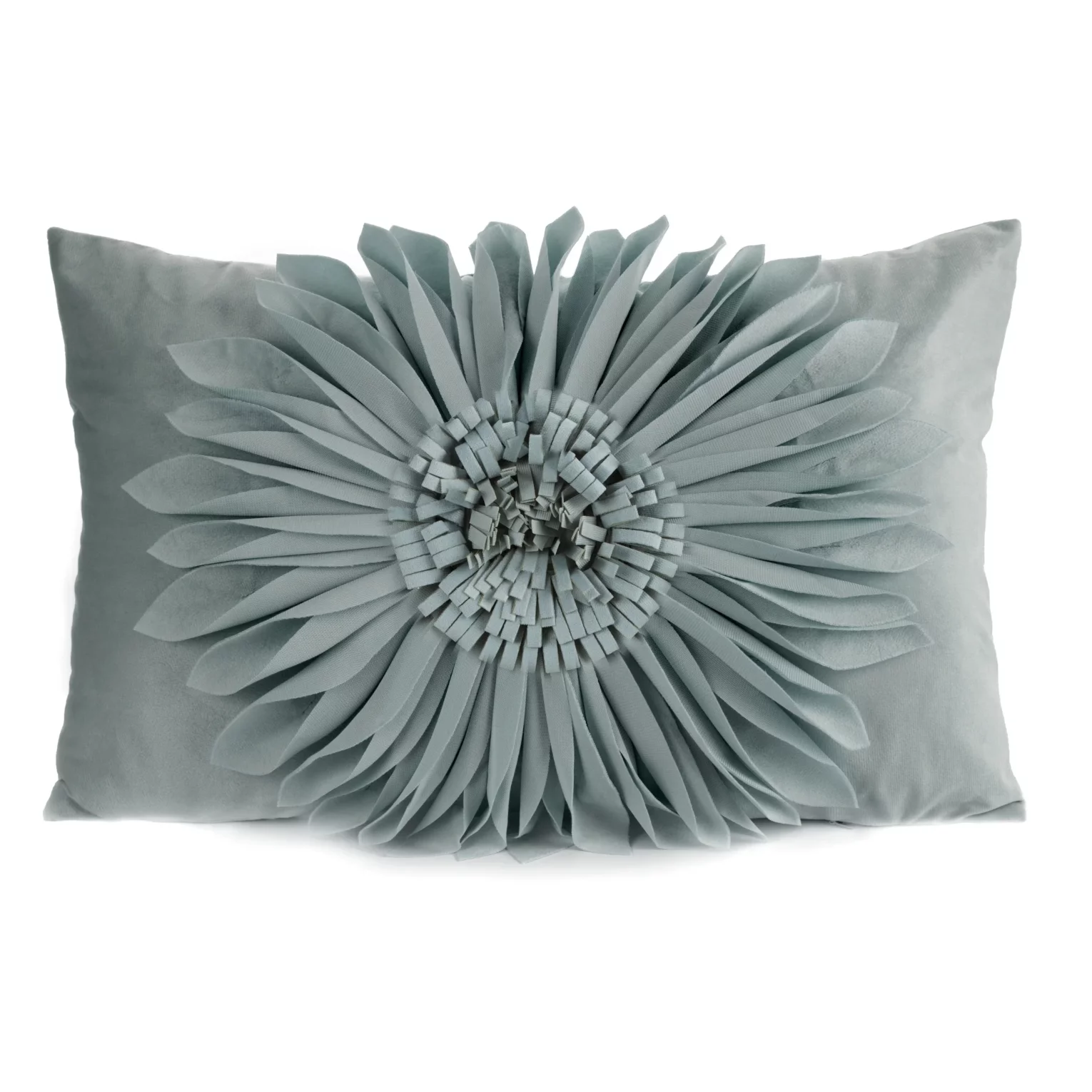 Poszewka na poduszkę 30 x 50 cm z welwetu kolor miętowy zdobiona dużym kwiatem 3D FLORES 3