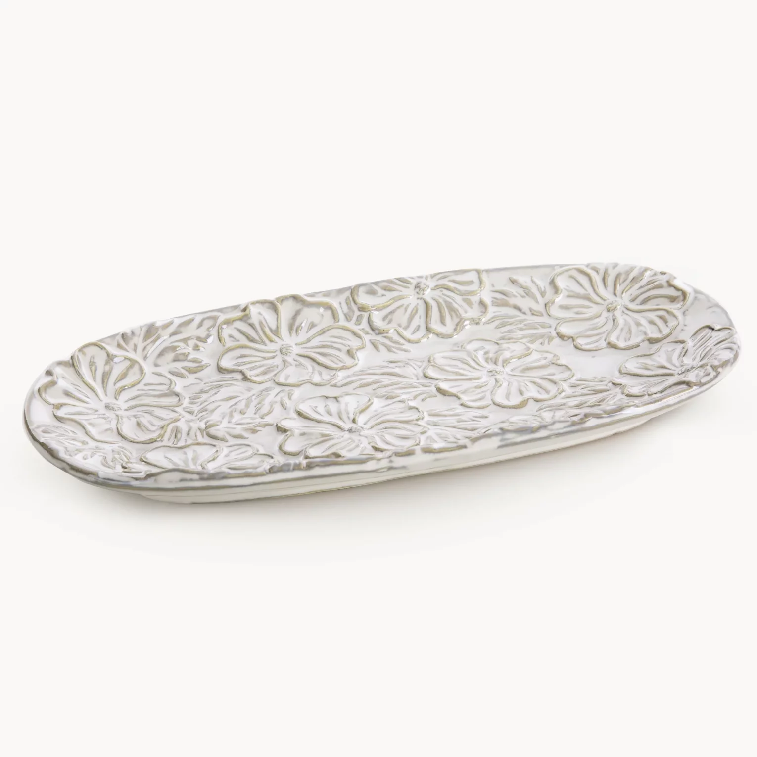 Patera ceramiczna NAIRA z wytłaczanym wzorem kwiatów