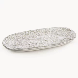 Patera ceramiczna NAIRA z wytłaczanym wzorem kwiatów