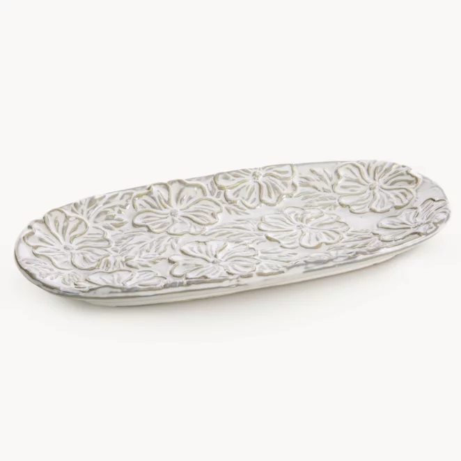 Patera ceramiczna NAIRA z wytłaczanym wzorem kwiatów