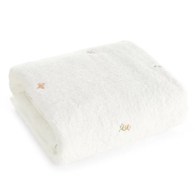 Ręcznik do rąk 30x50 cm bawełniany kolor biały z haftem drobnych kwiatów BLOOM