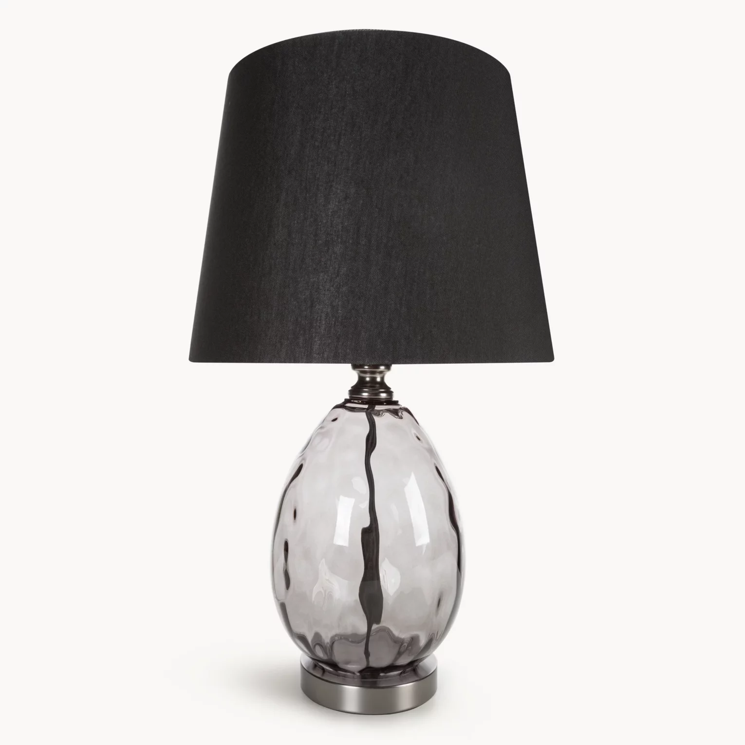Lampa stołowa nocna czarna z podstawą z dymionego szkła 30 x 59 cm MAYA