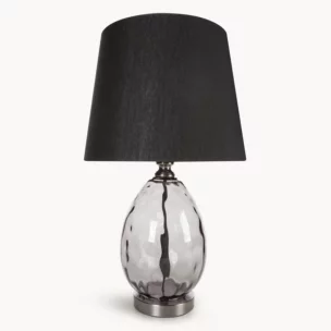 Lampa stołowa nocna czarna z podstawą z dymionego szkła 30 x 59 cm MAYA