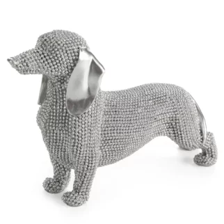 Figurka srebrna pies  o drobnym strukturalnym wzorze 19x6x12 cm ELDO