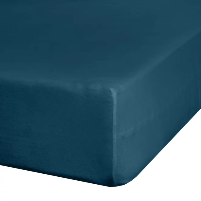 Prześcieradło jersey z gumką 180x200 cm z bawełny kolor granatowy 140 g/m2 ADELA