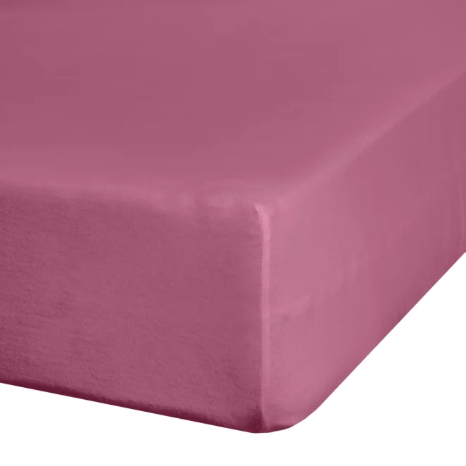 Prześcieradło jersey z gumką 180x200 cm z bawełny kolor różowy 140 g/m2 ADELA