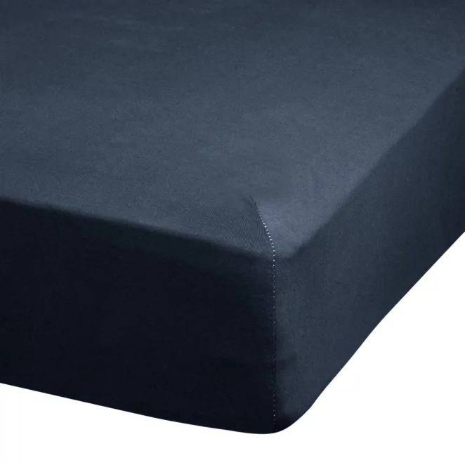 Prześcieradło jersey z gumką 180x200 cm z bawełny kolor ciemnogranatowy 140 g/m2 ADELA