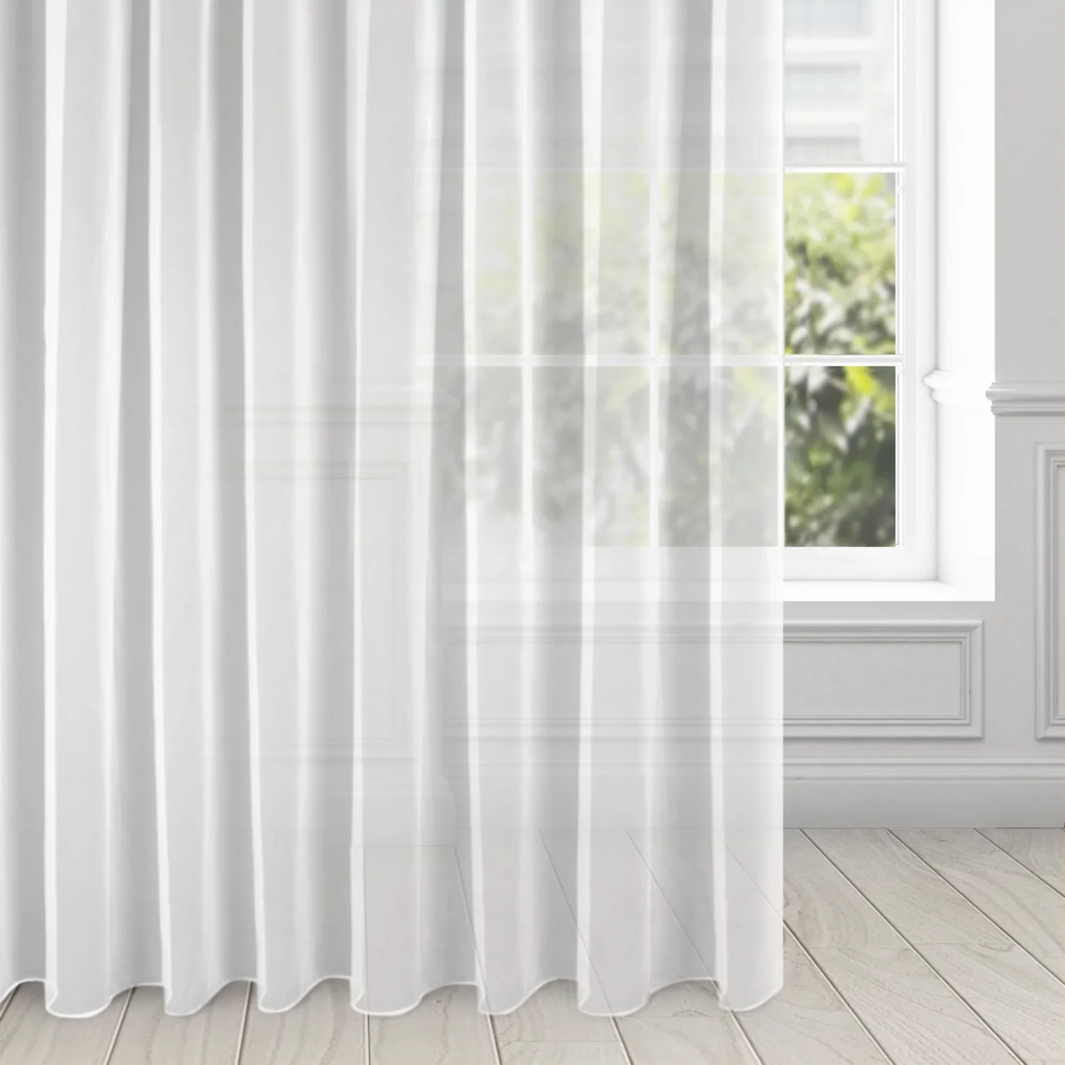 Firana biała z lekkiej i błyszczącej tkaniny 400x250 cm taśma ESEL ELLA LINE