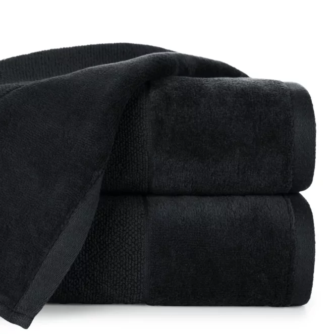 Ręcznik do rąk 30x50 cm bawełniany kolor czarny zdobiony welwetową bordiurą  500 g/m2 FERO