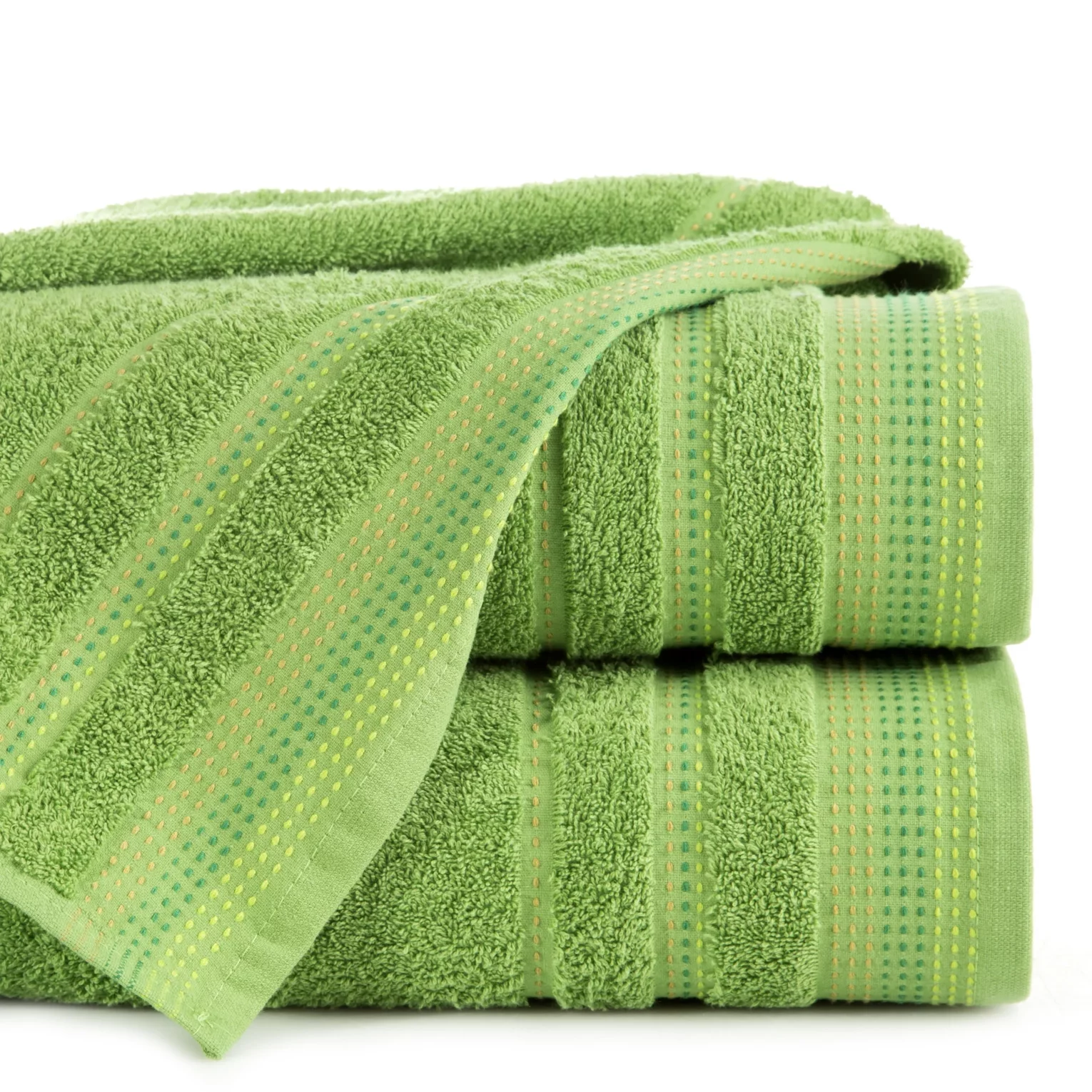 Ręcznik do rąk 30x50 cm bawełniany kolor zielony z ozdobnym stębnowaniem 500 g/m2 POLA