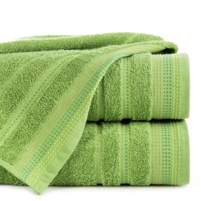 Ręcznik do rąk 30x50 cm bawełniany kolor zielony z ozdobnym stębnowaniem 500 g/m2 POLA