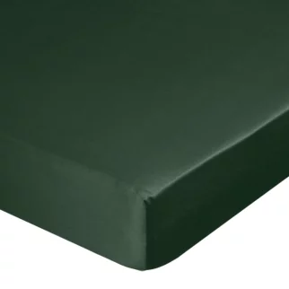 Prześcieradło z gumką 140x200 cm z satyny bawełnianej kolor ciemnozielony 125 g/m2 DINA Diva Line