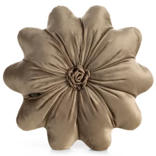 Poduszka w kształcie kwiatka o średnicy 40 cm welwetowa beżowa FLORES 5
