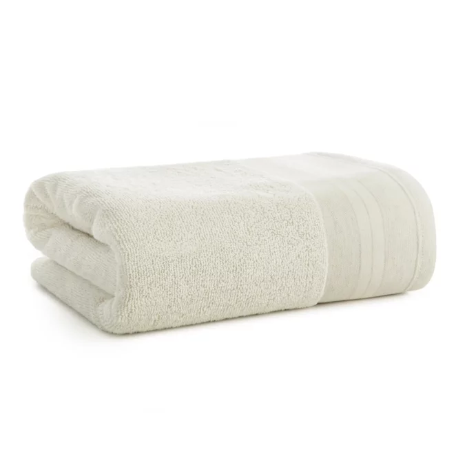 Ręcznik kąpielowy 50x90 cm bawełniany kolor kremowy z subtelną lnianą bordiurą LINEN - kolekcja SEA SAMMER