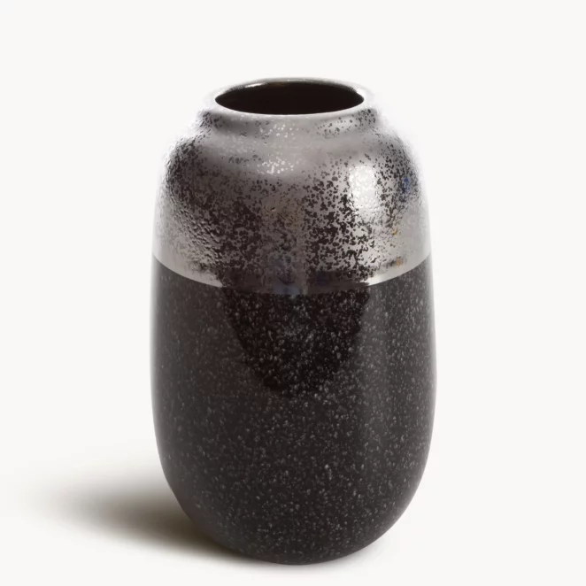Wazon ceramiczny srebrno-stalowy 14x14x22 cm  LEO