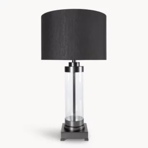 Lampa stołowa do pokoju czarna o prostej szklanej podstawie 40 x 74 cm CLARA