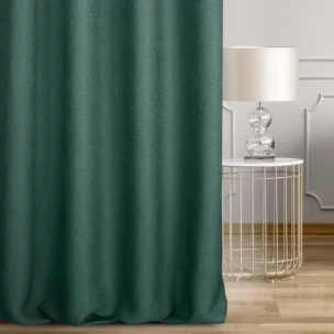 Zasłona szyta na taśmie 5 cm turkusowa z tkaniny o naturalnym splocie w stylu eko