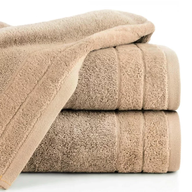 Ręcznik do rąk 30x50 cm bawełniany kolor beżowy z welwetową bordiurą 500 g/m2 DAMLA