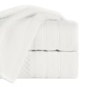 Ręcznik do rąk 30x50 cm bawełniany kolor kremowy z ozdobną bordiurą w paseczki 500 g/m2 ADORE
