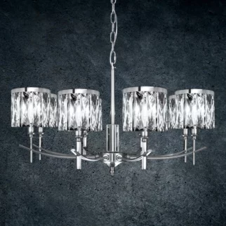 Lampa wisząca do salonu transparentno, srebrna  z kryształkami, z regulacją wysokości 75 x 150 cm KRYSTAL